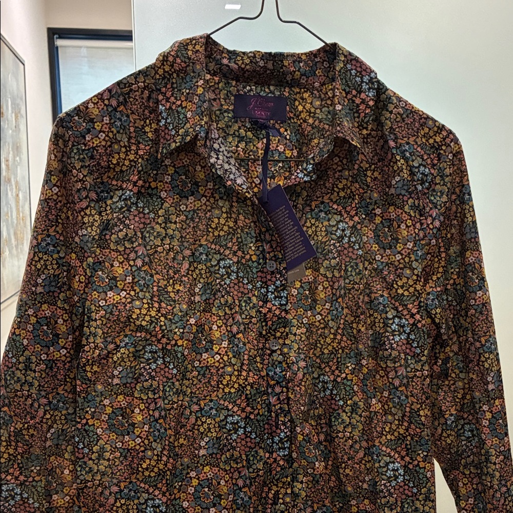 liberty Floral Button-Up Shirt in Multicolor (Yellow, Green, Blue, Pink)